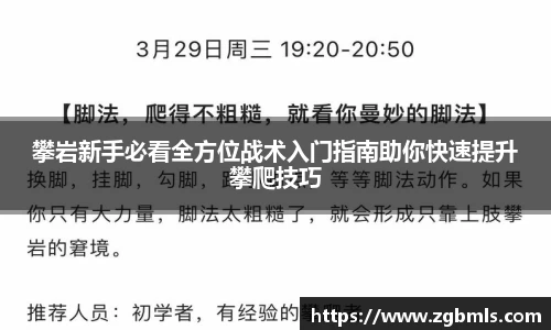 攀岩新手必看全方位战术入门指南助你快速提升攀爬技巧